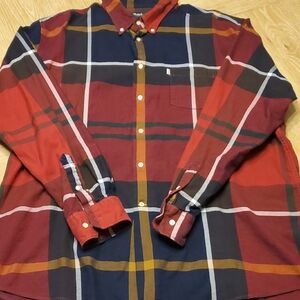 Barbour Tailored Fit Button Down Shirt XL Tartan Plaid